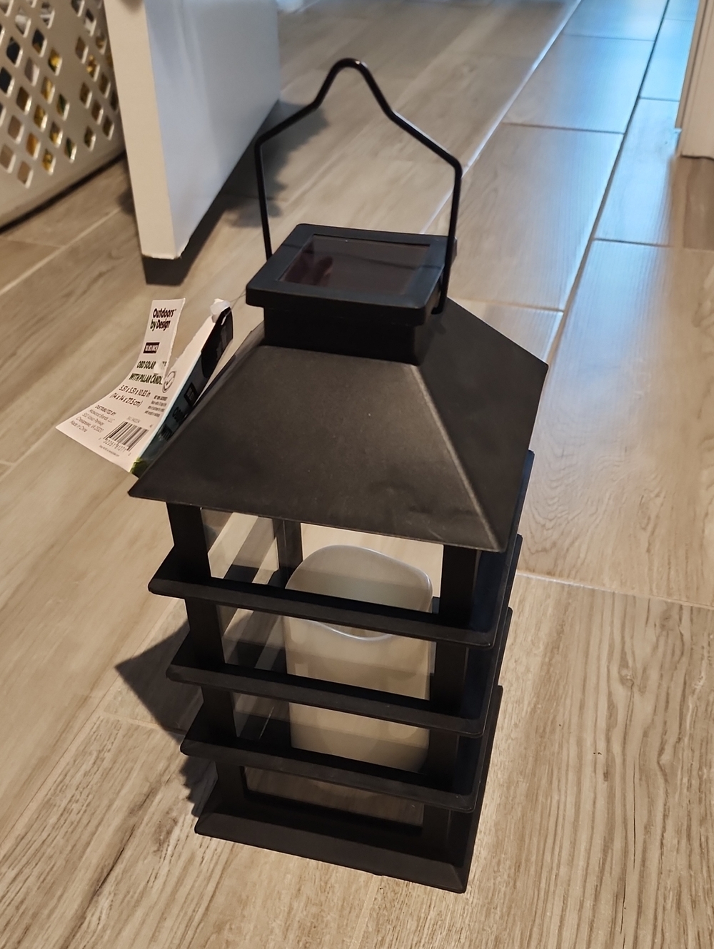 NWT Solar Lantern With Pillar Candle